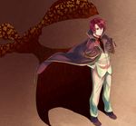  1girl beatrice blue_eyes cape flower iiru jacket red_hair short_hair umineko_no_naku_koro_ni ushiromiya_battler 