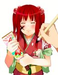 bad_id bad_pixiv_id bannbi blush japanese_clothes kimono new_year pov pov_hands red_hair solo_focus two_side_up umineko_no_naku_koro_ni ushiromiya_ange 