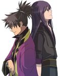  back-to-back bad_id bad_pixiv_id black_eyes black_hair long_hair male_focus multiple_boys ponytail raven_(tales) tales_of_(series) tales_of_vesperia yukimatsu yuri_lowell 