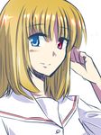  bad_id bad_pixiv_id blonde_hair fukuji_mihoko heterochromia highres kazekoshi_school_uniform saki school_uniform solo supei 