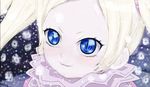  bad_id bad_pixiv_id blonde_hair blue_eyes blush charmily collar niche_(tegami_bachi) no_eyebrows smile snow solo tegami_bachi twintails 