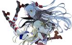  amatsukaze_(kantai_collection) black_panties blonde_hair blue_eyes brown_eyes dress gloves hair_ornament hairband kantai_collection long_hair miyashita_miki multiple_girls open_mouth panties sailor_dress shimakaze_(kantai_collection) silver_hair skirt thong two_side_up underwear 