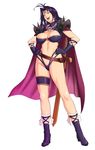  breasts cape circlet earrings gloves hands_on_hips huge_breasts jewelry long_hair naga_the_serpent purple_hair revealing_clothes shoulder_spikes slayers solo spikes sword takasugi_kou thong weapon 