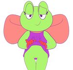  alpha_channel amphibian anthro bottomless bow clothed clothing dress dress_lift female frog half-closed_eyes half-dressed looking_at_viewer mindnomad pussy simple_background smile solo transparent_background 