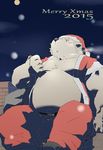  2015 bear blush chimney christmas clothing cloud holidays kemono kisukemk7 male mammal night outside pocket_watch polar_bear roof santa_claus sitting sky slightly_chubby snow solo 