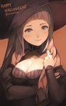  artist_name bangs blue_eyes blunt_bangs breasts cleavage felicia_(fire_emblem_if) fire_emblem fire_emblem_if hair_down halloween happy_halloween hat long_hair medium_breasts pink_hair riku_(wana) solo twitter_username witch witch_hat 