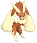  black_fur bunny_ears bunny_tail fur_trim fushigi_no_dungeon gen_4_pokemon hands_together highres leaning_forward looking_at_viewer lopunny no_humans official_art parted_lips pink_eyes pokemon pokemon_(creature) pokemon_(game) pokemon_fushigi_no_dungeon simple_background tail very_long_ears white_background white_fur 