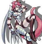  armor breasts feline female looking_at_viewer luigiix mammal melee_weapon solo sword warrior weapon 