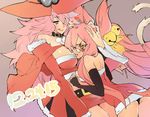  :q animal_ears ass bare_shoulders bell belt black_gloves black_panties blazblue blazblue:_central_fiction blush breasts brown_eyes cat_ears cat_tail collar dated dress elbow_gloves fingerless_gloves gigantic_breasts glasses gloves hat heart hug kenshin187 kokonoe konoe_a_mercury long_hair looking_at_viewer medium_breasts mother_and_daughter multiple_girls panties pantyshot pantyshot_(standing) pink_hair santa_costume smile standing tail tongue tongue_out underwear witch_hat 