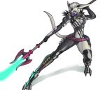  1girl animal_ears armor breasts cat_ears cleavage energy_blade feline female ga_bow luigiix mammal mask monster_girl naginata solo tail weapon xenoblade_chronicles_x yellow_eyes 