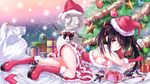  bandages bangs bare_shoulders bauble bell black_hair bobblehat boots bow bowtie box breasts character_doll christmas christmas_tree cleavage commentary_request cross cross_necklace date_a_live detached_collar dress english eyepatch fir_tree flower fur_trim gift gift_box gloves gun hand_in_hair hand_on_own_cheek hat head_rest heart heart_eyepatch heterochromia highres itsuka_shidou jewelry long_hair md5_mismatch medium_breasts merry_christmas necklace pendant pink_flower pink_rose pom_pom_(clothes) red_dress red_footwear red_gloves rifle rose sack santa_boots santa_costume santa_gloves santa_hat shoelaces single_sock snowflakes snowman socks sparkle star thighs tokisaki_kurumi tree tsubasaki twintails weapon 