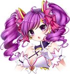  :o aisha_(elsword) bad_id bad_pixiv_id boo_1 crescent crescent_hair_ornament curly_hair dimension_witch_(elsword) elsword gloves hair_ornament hairclip highres long_hair purple_eyes purple_hair solo twintails upper_body white_background white_gloves 