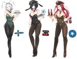  animal_ears arm_behind_back black_hair black_legwear blue_eyes breasts bunny_ears bunny_tail bunnysuit cleavage cocktail_glass coke-bottle_glasses covered_navel cup detached_collar drinking_glass fake_animal_ears fake_tail glasses hat headphones high_heels highres hong_meiling imperial_german_flag iron_cross large_breasts long_skirt looking_at_viewer milihime_taisen military_hat multiple_girls nail_polish pantyhose panzer red_eyes red_hair red_nails short_hair silver_hair simple_background skirt smile tail touhou translated white_background wrist_cuffs 