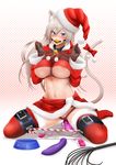  alisa_ilinichina_amiella animal_ears areola_slip areolae ball_gag bdsm bell blue_eyes blush bondage boots bound bowl breasts candy candy_cane cat_ears cat_tail christmas dildo drooling food gag gloves god_eater god_eater_2:_rage_burst hat highres large_breasts long_hair looking_at_viewer midriff reptileye rope santa_costume santa_hat shibari silver_hair solo spreader_bar tail thigh_boots thighhighs underboob vibrator whip 