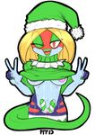  2015 anthro areola aydan_kundak&ccedil;i big_breasts breasts christmas clothed clothing erection gender_transformation hair hemipenes holidays looking_at_viewer male_to_female marthedog mtf multi_penis penis presenting reptile scalie simple_background smile snake solo transformation 