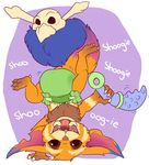  big_tail black_eyes carnival-tricks claws cub diaper fangs fur gnar_(lol) happy hi_res league_of_legends male pawpads paws skull solo text upside_down video_games young 