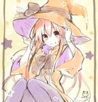  grin hat looking_at_viewer neptune_(series) non-web_source red_eyes red_hair shakeko_(choujigen_game_neptune) signature sketch smile solo tsunako witch witch_hat 