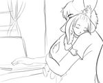  anthro baby canine clothing duo eyes_closed female fennec fox lagomorph male mammal monochrome rabbit regalweasel sketch sleeping young 