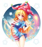  adapted_costume american_flag_dress bottomless breasts clownpiece cowboy_shot dress fairy_wings hat highres jester_cap long_hair naked_shirt no_legwear osashin_(osada) pink_eyes print_dress revision shirt short_dress small_breasts smile solo star striped striped_dress tongue tongue_out torch touhou v very_long_hair wings 