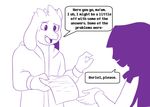  2015 anthro asriel_dreemurr boss_monster caprine class clothed clothing desk dialogue duo english_text fatz_geronimo female hoodie horn human long_ears male mammal monster paper pen text undertale video_games 