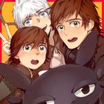  brown_hair crossover dragon dual_persona freckles green_eyes hiccup_horrendous_haddock_iii how_to_train_your_dragon how_to_train_your_dragon_2 jack_frost_(rise_of_the_guardians) open_mouth rise_of_the_guardians round_teeth smile teeth toothless v white_hair yway1101 