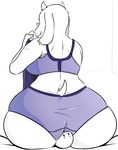  big_breasts big_butt blush boss_monster breasts butt caprine clothing davidsanchan duo eyewear facesitting female fur glasses goat horn huge_butt humanoid larger_female long_ears male mammal monster side_boob size_difference smaller_male smile toriel undertale underwear video_games white_fur 