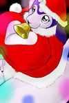  big_breasts bovine breasts cattle christmas clothed clothing female feral hat holidays horn huge_breasts lupycat mammal miltank nintendo nipples pok&eacute;mon santa_hat simple_background smile sweater video_games 