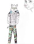  camo clothing eyewear feline fur goggles headphones hoodie lynx mammal suntattoowolf_(artist) white_fur 