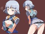  areola_slip areolae blue_eyes braid breasts cleavage cum cum_on_body cum_on_breasts cum_on_clothes cum_on_lower_body cum_on_upper_body large_breasts multiple_views panties seolla_schweizer silver_hair skirt squiggle super_robot_wars super_robot_wars_original_generation tabigarasu underwear white_panties 