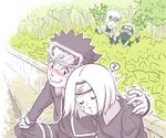  blush bush finger_to_mouth forehead_protector goggles hatake_kakashi hover_hand leaf mask namikaze_minato naruto naruto_(series) naruto_shippuuden nervous nohara_rin risuo short_hair sleeping spiked_hair sweat sweating_profusely uchiha_obito wavy_mouth 