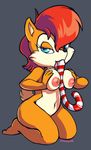  2015 anthro areola big_breasts breasts candy candy_cane chipmunk erect_nipples female food mammal nipples nude rodent sally_acorn solo sonic_(series) vertizontal 