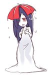  ameonna_(youkai_watch) blush hair_over_one_eye long_hair nollety purple_hair red_eyes see-through_silhouette sketch solo umbrella white_background youkai youkai_watch 
