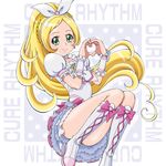  blonde_hair boo_(takagi) boots bow braid brooch character_name choker cure_rhythm frilled_skirt frills full_body green_eyes hair_bow hair_ornament hairband heart heart_hair_ornament heart_hands highres jewelry knee_boots long_hair looking_at_viewer magical_girl minamino_kanade pink_bow precure puffy_sleeves skirt smile solo suite_precure white_bow white_choker white_footwear wrist_cuffs 