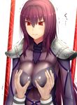  :| angry areolae armor bangs blush bodysuit breast_grab breasts closed_mouth command_spell covered_nipples fate/grand_order fate_(series) fujimaru_ritsuka_(male) gae_bolg grabbing hair_between_eyes hair_intakes hands impossible_clothes large_breasts long_hair looking_down motion_lines out_of_frame pauldrons polearm purple_bodysuit purple_hair red_eyes scathach_(fate)_(all) scathach_(fate/grand_order) see-through shiny shiny_clothes simple_background skin_tight solo_focus spear taguchi_takahiro tattoo trembling turtleneck upper_body v-shaped_eyebrows very_long_hair weapon white_background 