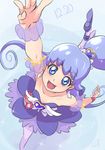  :d arm_up ballerina ballet bare_shoulders blue blue_eyes blue_hair blue_skirt brooch chocokin collarbone cure_princess dancing earrings from_above full_body hair_bun happinesscharge_precure! jewelry long_hair magical_girl open_mouth pantyhose precure sherbet_ballet shirayuki_hime skirt smile solo twintails white_legwear 