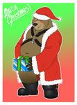  2015 bear belly brown_fur christmas clothed clothing fur half-dressed holidays kronebear kronexfire looking_at_viewer male mammal overweight slightly_chubby tongue tongue_out 
