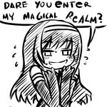 akemi_homura akuma_homura blush doodle dress elbow_gloves english flying_sweatdrops gloves greyscale grin gunshow_(comic) hairband hand_on_own_chin hands_up invader long_hair looking_at_viewer mahou_shoujo_madoka_magica mahou_shoujo_madoka_magica_movie meme monochrome parody simple_background smile solo speech_bubble strapless strapless_dress too_literal white_background 