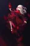  absurdres dress highres k_(anime) kushina_anna lian long_hair red_dress red_eyes silver_hair solo 
