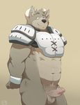  abs armor balls bear beard bovine cattle erection facial_hair hands_behind_back hi_res hunk hybrid male mammal manly musclegut muscular o-ro penis pubes smile smirk solo standing stocky uncut vein veiny_penis 