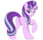  2015 anus bedroom_eyes butt culu-bluebeaver cutie_mark equine female feral friendship_is_magic grin hair half-closed_eyes horn looking_at_viewer looking_back mammal multicolored_hair my_little_pony presenting pussy seductive simple_background smile solo starlight_glimmer_(mlp) two_tone_hair unicorn white_background 