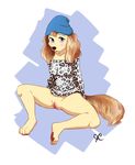  bottomless canine clothed clothing dog evelyn female half-dressed looking_at_viewer mammal pussy sitting solo thelupineprincess 