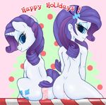  2015 animal_genitalia anus blue_eyes butt christmas cutie_mark duo english_text equestria_girls equine equine_pussy female feral friendship_is_magic hair holidays horn human looking_back mammal my_little_pony nude puffy_anus purple_hair pussy rarity_(eg) rarity_(mlp) sitting smile square_crossover stradivarius text unicorn 
