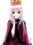  amksaoi crown k_(anime) kushina_anna long_hair red_eyes silver_hair simple_background solo white_background 
