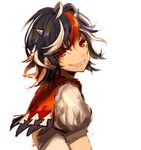  black_hair grin horns kijin_seija kikugetsu looking_at_viewer multicolored_hair puffy_sleeves red_eyes smile solo streaked_hair touhou upper_body 