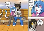  azzy black_hair blue_hair cat comic cuddling feline hair karichan622 lyra_belle mammal scott_pilgrim text vita 