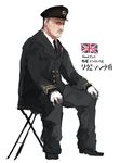  arthur_leveson chair commentary_request folding_chair formal grey_hair hat kantai_collection long_sleeves male_focus military military_uniform necktie old_man original peaked_cap real_life siirakannu simple_background sitting solo translated uniform union_jack world_war_i 