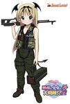  blonde_hair blue_eyes commando_(movie) demon_tail gun head_wings long_hair original parody ryunnu solo tail weapon 