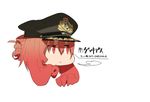  commentary_request disembodied_head hat hms_orion_(siirakannu) kantai_collection military_hat original peaked_cap prehensile_hair red_eyes red_hair sigh siirakannu solo 