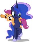  2013 absurd_res alpha_channel blue_eyes equine female feral friendship_is_magic hi_res horn looking_at_viewer mammal my_little_pony pegasus princess_luna_(mlp) scootaloo_(mlp) simple_background transparent_background winged_unicorn wings zutheskunk 