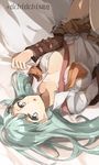  :o aqua_eyes aqua_hair arm_belt artist_name bad_id bad_twitter_id bed_sheet breasts brown_jacket brown_shirt buttons chibirisu cleavage collarbone collared_shirt frills hair_ornament hairclip jacket kantai_collection long_hair long_sleeves lying medium_breasts on_back open_clothes open_jacket open_shirt shirt solo suzuya_(kantai_collection) thighs twitter_username unbuttoned very_long_hair white_shirt 